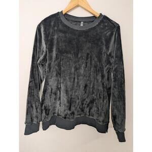 Gaiam Grey Velour Crewneck Pullover Size Medium